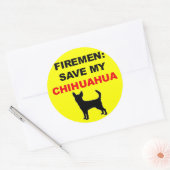 Sticker Rond Les pompiers sauvent mon Chihuahua (Enveloppe)