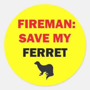 Sticker Rond Les pompiers sauvent mon furet