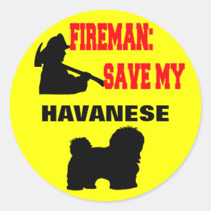 Sticker Rond Les pompiers sauvent mon Havanais