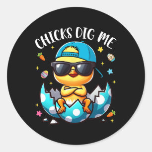 Sticker Rond Les poules me creusent Les poules Cool de Pâques h