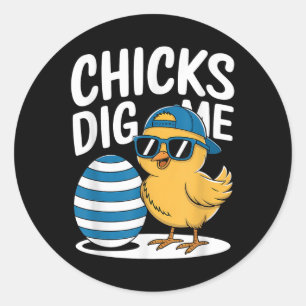 Sticker Rond Les poussins me creusent Poussins de Pâques Drôle