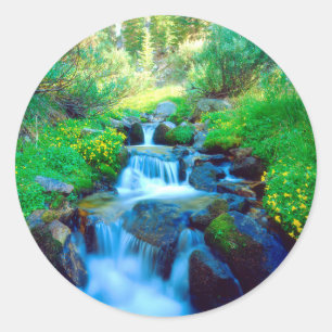 Sticker Rond Les prairies du ciel dans les montagnes de la Sier