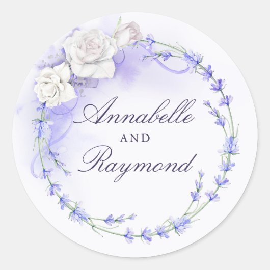Sticker Rond Les prêteurs et les roses blanches Wreath Elegant (Devant)