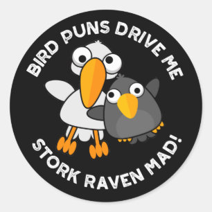 Sticker Rond Les Puns D'Oiseaux Nous Conduisent À La cigogne Co