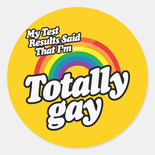 STICKER ROND LES RÉSULTATS DE MON ESSAI ONT DIT GAY (Devant)