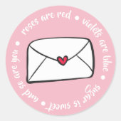 Sticker Rond Les Roses de l'enveloppe du coeur mignon sont des  (Devant)