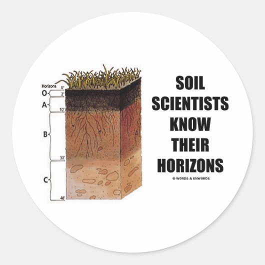 Sticker Rond Les scientifiques du sol connaissent leurs horizon (Devant)