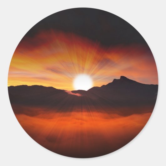 Sticker Rond Les Silhouettes Du Coucher De Soleil Nature Paysag (Devant)