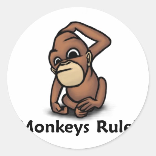 Sticker Rond Les singes ! (Devant)