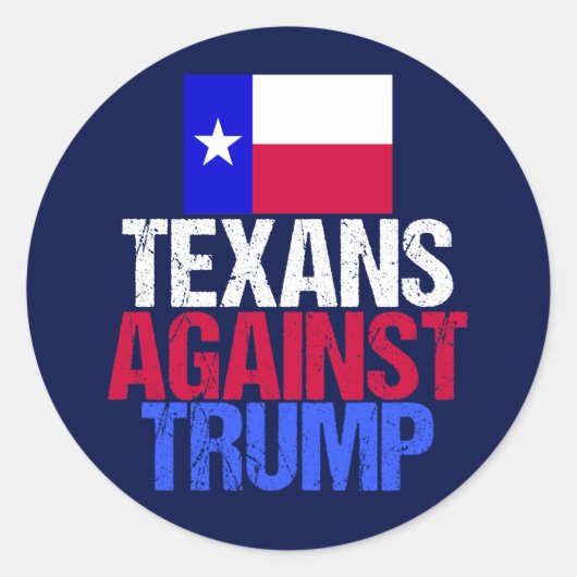 Sticker Rond Les Texans contre Trump (Devant)
