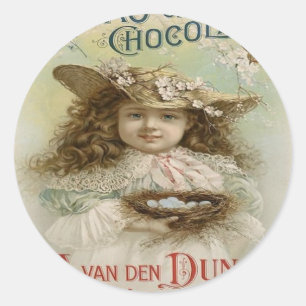 STICKER ROND LES TISSUS VINTAGES - PUBLICITÉ AU CHOCOLAT - LES