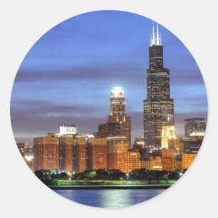 Sticker Rond Les toits de Chicago du Planétarium Adler
