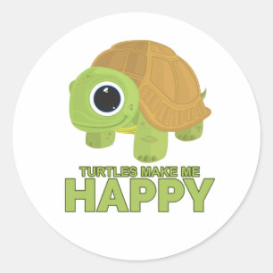 Sticker Rond Les tortues me rendent heureux