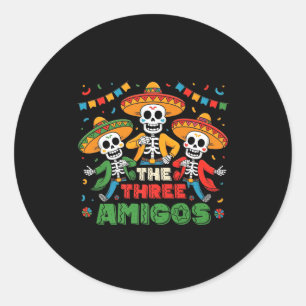 Sticker Rond Les trois amis mexicains cinco de mayo premium
