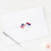 Sticker Rond Les USA et drapeaux croisés par Serbie (Enveloppe)