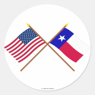 Sticker Rond Les USA et drapeaux croisés par Texas