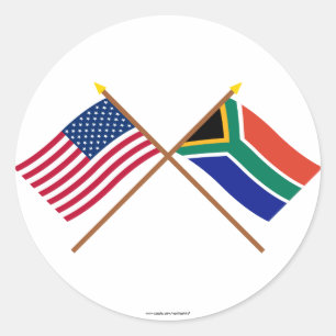 Sticker Rond Les USA et drapeaux croisés parAfrique du Sud