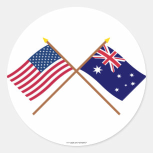 Sticker Rond Les USA et drapeaux croisés parAustralie