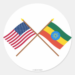 Sticker Rond Les USA et drapeaux croisés parEthiopie