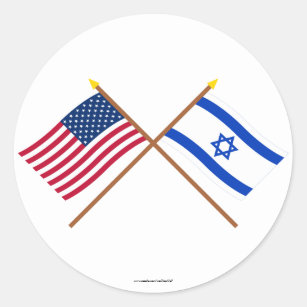 Sticker Rond Les USA et drapeaux croisés parIsraël