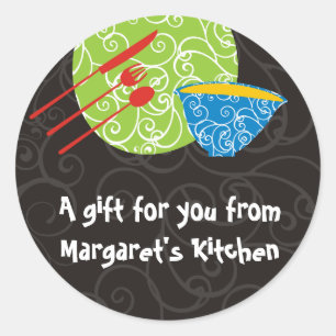 Sticker Rond Les ustensiles de cuvette décoratifs de ma cuisine