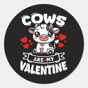Sticker Rond Les vaches sont ma Saint-Valentin Enfants en bas â