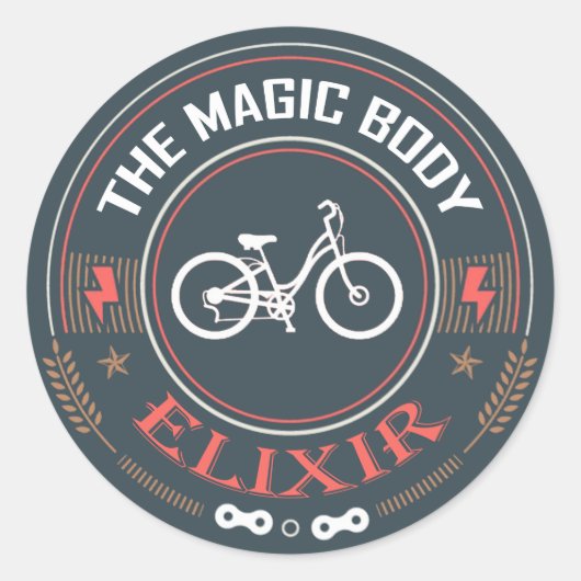 Sticker Rond Les Vélos, Le Corps Magique Elixir (Devant)