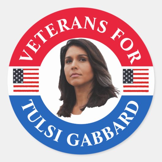 Sticker Rond Les vétérans de Tulsi Gabbard (Devant)