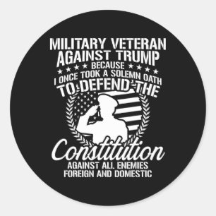Sticker Rond Les vétérans militaires contre l'élection de Trump