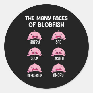 Sticker Rond Les Visages Y D'Un Poisson Blobal