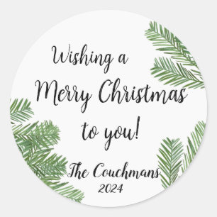 Sticker Rond Les voeux de Noël Joyeux Moderne de la famille