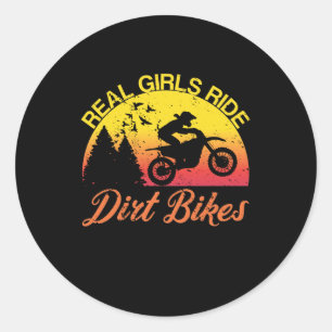 Sticker Rond Les Vraies Filles Ride Dirt Bikes Motocross Sunset