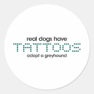 Sticker Rond Les vrais chiens ont des tatouages