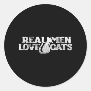 Sticker Rond Les vrais hommes aiment les chats chat personne