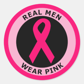 STICKER ROND LES VRAIS HOMMES PORTENT ROSE