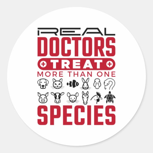 Sticker Rond Les vrais médecins traitent plus d'une espèce Vété (Devant)