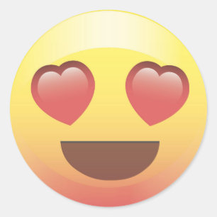 Sticker Rond Les yeux heureux Emoji de coeur font face à