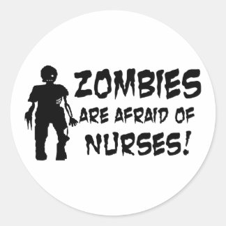 Sticker Rond Les zombies ont peur des infirmières