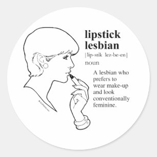 STICKER ROND LESBIENNE AU ROUGE À LÈVRES