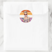 Sticker Rond Lesbienne LGBTQ avec look sarcastique (Sac)
