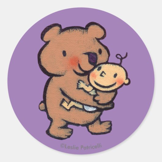 Sticker Rond Leslie Patricelli Big Brown Bear Hug (Devant)