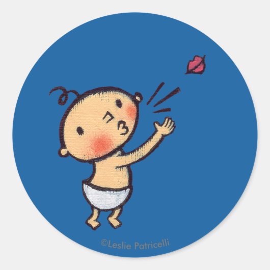 Sticker Rond Leslie Patricelli Blow a Kiss Baby (Devant)