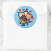 Sticker Rond Leslie Patricelli Group Accroché avec des amis (Sac)