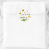 Sticker Rond L'Esprit Saint Religieux Nous Arrive Fleurs Jaunes (Sac)