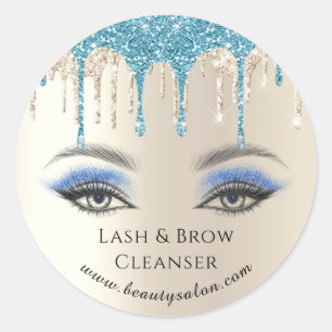 Sticker Rond lessive et brow or bleu parties scintillant affair