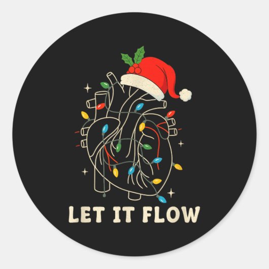 Sticker Rond Let It Flow Funny Anatomical Heart Christmas, Medi (Devant)