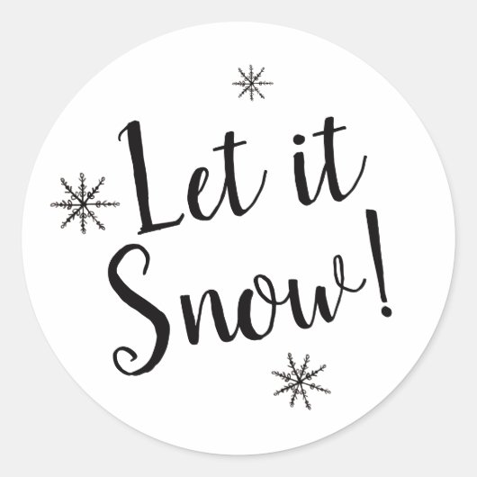 Sticker Rond Let it Snow Black and White Snowflake (Devant)