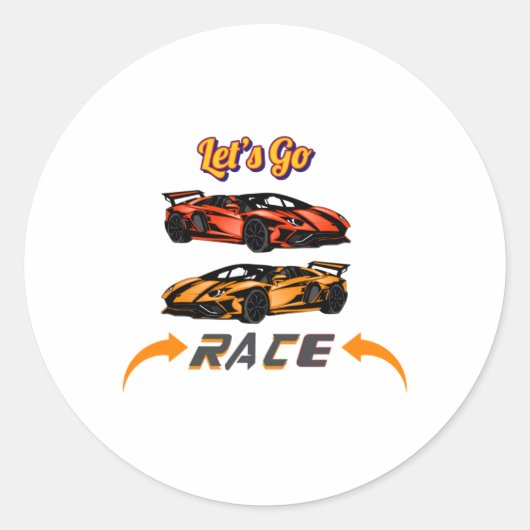 Sticker Rond Let’s Go Race - Stick de conception de course de v (Devant)