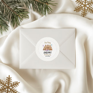 Sticker Rond Let’s Party Groundhog 5th Birthday – Fun Kids