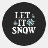 Sticker Rond Let Snow Christmas Snowflakes Xmas Matching Family (Devant)